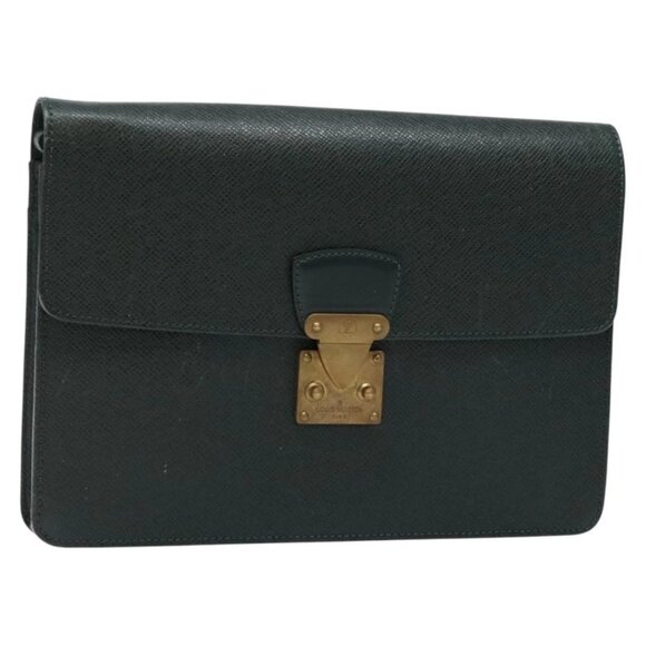 LOUIS VUITTON Taiga Pochette Kourad Clutch Bag Epicea - Picture 1 of 15